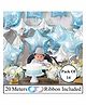 Amfin Star Shaped Foil Balloons with Ribbons Blue Silver - Pack of 14