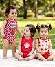 Babyoye Cotton Sleeveless Onesies Strawberry Print Pack of 3 - Red Pink