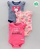 Babyoye Flutter Sleeves Onesie Heart Print Pack of 3 - Pink