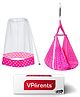 VParents Tot Baby Swing Cradle with Mosquito Net and Spring - Pink