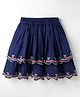 Global Desi Girl Floral Embroidered Skirt - Navy Blue
