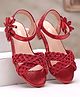 Cute Walk by Babyhug Party Wear Sandals Floral Appliques - Red