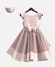 HEYKIDOO Cap Sleeves Bow Applique Solid Colour Dress With Matching Face Mask - Light Pink