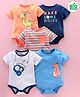 Babyoye Bio-Wash Half Sleeves Bodysuits Dino Print Pack Of 5 - Blue Orange