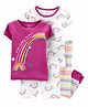 Carter's 4-Piece Rainbow 100% Snug Fit Cotton PJs - White Pink