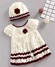 USHA ENTERPRISES Short Sleeves Floral Crochet Dress With Cap - Cream