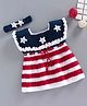 USHA ENTERPRISES Short Sleeves Striped Crochet Dress With Headband - Red