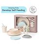 Miniware Little Foodie Complete Feeding Set for Kids- Sustainable & Plant-Based with Bowl, Plate, Cup & Cutlery -Vanilla/Aqua