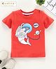 Babyhug Half Sleeves Anti Bacterial & Biowashed Tee Dolphin Print - Red