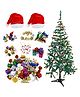 Fiddlerz 4 FT Christmas Tree, 2 Santa Cap, 45 Pcs Decoration Set - Multicolour