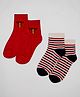 The Sandbox Clothing Co Striped & Bug Design Pair Of Two Socks - Red