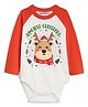 Knitroot Cotton Knit Christmas Theme Full Raglan Sleeves First Christmas Text Printed Onesie - Red & White