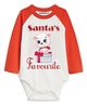 Knitroot Cotton Knit Christmas Theme Full Raglan Sleeves Santas Favorite Text Printed Onesie - Red & White