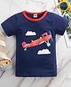 Kookie Kids Half Sleeves Tee Airplane Print - Blue