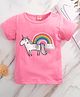 Kookie Kids Half Sleeves Tee Unicorn Print - Pink