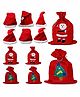 Fiddlerz Christmas Santa Claus Cap & Bag Red Pack of 6 each - Diameter 20 cm