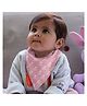 Polka Tots 100% Organic Cotton Two Layer Bandana Bibs With Adjustable Loop Buttons & Little Princess Print - Pink