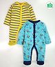 Babyoye Bio Wash Cotton Full Sleeves Footed Sleepsuits Parachute Print Pack of 2 - Yellow Blue