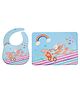 Yellow Bee Feeding Bib With Mat Flying Bunny Print - Blue
