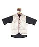 Actuel Full Sleeves Shirt With Brocade Pattern Jacket - Black