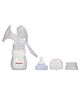 INFANTSO Suction Adjustable Manual Breast Pump with Feeding Bottle - White
