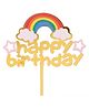 Funcart Rainbow Cloud Birthday Cake Topper - Golden