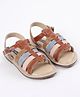 Pine Kids Party Wear Sandals - Brown & Multicolor