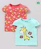 Babyoye Short Sleeves Tee Animal Pink Pack of 2 - Pink Blue