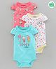 Babyoye Biowash Cap Sleeves Onesies Pack of 3 - Pink White Blue