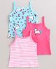 Babyoye Cotton Singlet Sleeves Camisole Unicorn & Stripes Print Pack of 3 - Pink Blue