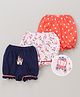 Babyoye Eco Conscious Anti Bacterial Cotton Bloomers Heart Print Pack of 3 - Blue White & Pink