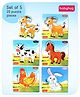 Babyhug 5 in 1 Premium Wooden Jigsaw Farm Animal 20 pcs puzzle - Set of 5| Educational Toy for Cognitive Development| Montessori Learning Toy| BIS Certified| 2 Years+
