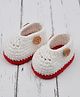 Love Crochet Art Woolen Crochet Booties With Double Layer - White & Red
