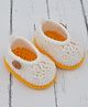 Love Crochet Art Woolen Crochet Booties With Double Layer - White & Yellow
