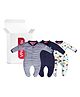 VParents Aqua Footed Baby Romper Pack of 3 - Royal Blue (Design May Vary)