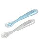 Beaba Set of 2 1st Stage Silicone Spoon - Windy Blue/Light Mist, 4m+