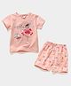Kookie Kids Half Sleeves Night Suit Doll Print -  Pink