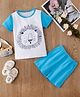 Kookie Kids Half Sleeves Night Suit Lion Print - Blue