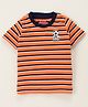 Babyhug Half Sleeves Biowashed Striped Tee Football Print - Orange