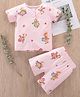 Kookie Kids Half Sleeves Night Suit Kitty Print - Pink