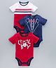 Babyoye Half Sleeves Cotton Blend Gentleman Theme Onesie Pack of 3 - Red Blue