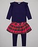The Sandbox Clothing Co Full Sleeves Top With Checkered Skeggings - Blue