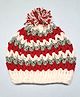 Knits & Knots Striped Cap - Circumference 32cm - Red Grey & White