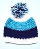 Knits & Knots  crochetStriped Cap - Diameter- 30cm - White Blue-  Diameter- 30cm