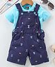 Babyhug Dungaree With Half Sleeves Tee - Blue