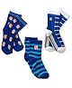 Footprints Organic Cotton Striped Socks Pack Of 3 - Blue