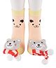 Yellow Bee Teddy Bear Applique Anti Skid Socks - Peach