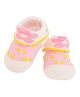 Yellow Bee Flower Print Detailing Socks - Light Pink