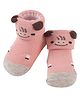 Yellow Bee Face Design Ankle Length Anti Skid Socks - Peach