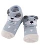 Yellow Bee Cartoon Dog Face Design Ankle Length Socks - Blue